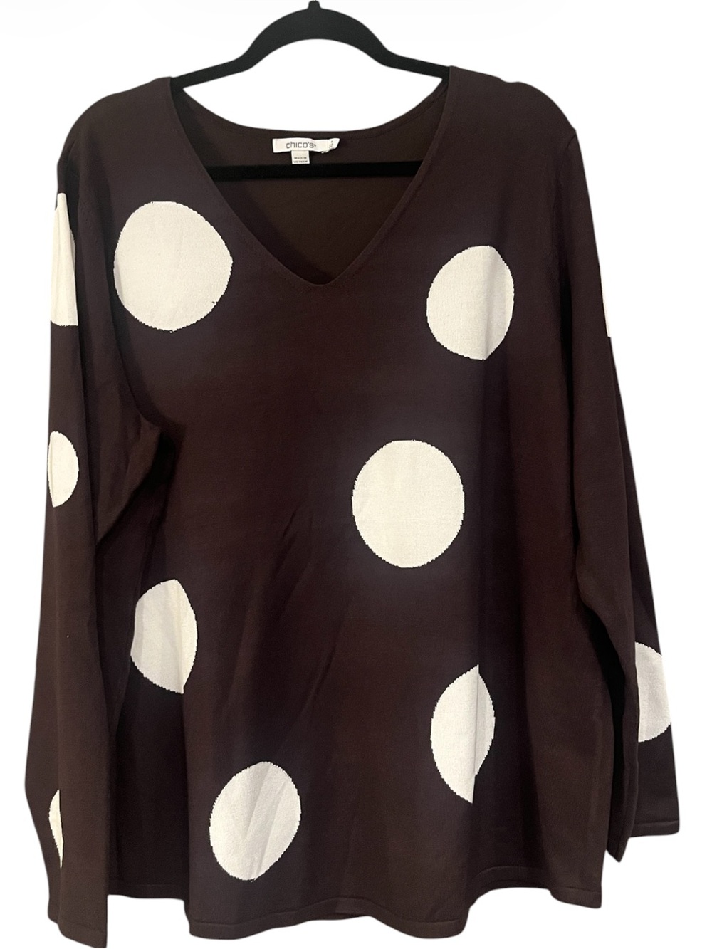 NWT Chicos Large Polka Dot V-Neck Sweater Size XXL